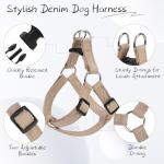 BINGPET Adjustable Denim Dog Harness and Leash Set
