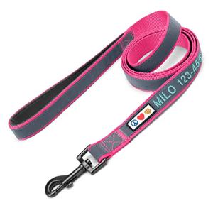 Personalized Pink Dog Leash with ID Embroidery