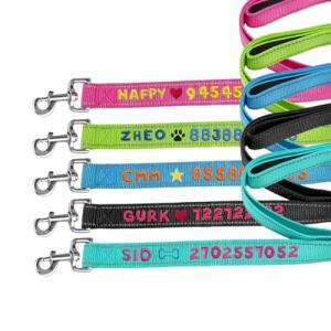Custom Embroidered Reflective Dog Leash - 13 Colors