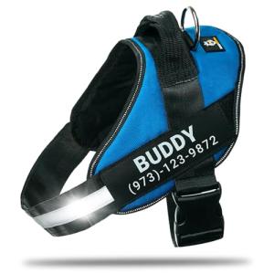 Personalized Reflective No-Pull Dog Harness, Blue