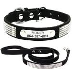 Personalized Rhinestone Dog Cat Collar and Leash Set