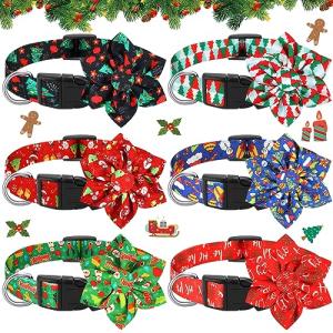 6 Pcs Christmas Dog Collars with Removable Buckles