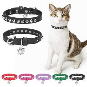 Personalized Leather Cat Collar with Bell and Skull