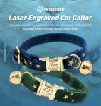 Custom Engraved Velvet Cat Collar with Bow Tie