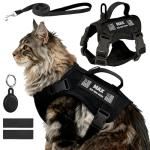 Custom Black Escape-Proof Cat Harness and Leash