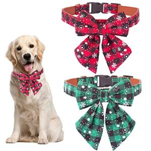 Christmas Dog Collars with Bow Ties - 2 Pack