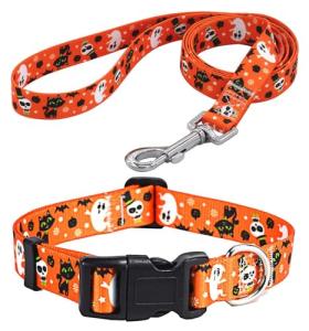 Halloween Dog Collar and Leash Set - Pumpkin Pattern