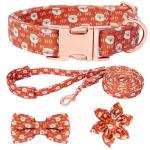 Christmas Dog Collar and Leash Set with Bow Tie