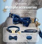 Custom Engraved Velvet Cat Collar with Bow Tie