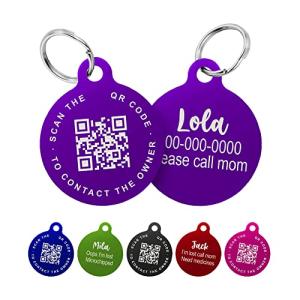 Custom QR Code Pet ID Tag - Round Aluminum