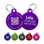 Custom QR Code Pet ID Tag - Round Aluminum