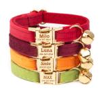 Custom Colorful Velvet Cat Collar with Bowtie