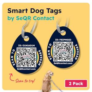 Custom QR Code Pet ID Tags - 2 Pack