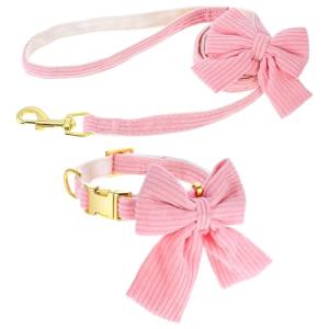 Pink Bowtie Dog Collar and Leash Set
