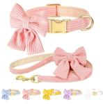 Adjustable Dog Collar and Leash Set with Bow Tie