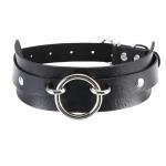 Gothic Black Leather Collar and Leash Set