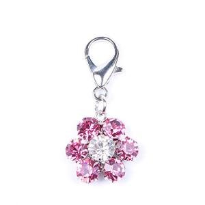 Pink Rhinestone Flower Charm for Pet Collars