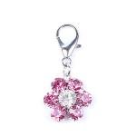 Pink Rhinestone Flower Charm for Pet Collars