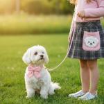 Pink Bowtie Dog Collar and Leash Set
