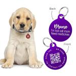 Custom QR Code Pet ID Tag - Round Aluminum