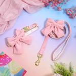 Pink Bowtie Dog Collar and Leash Set