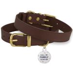 BronzeDog QR ID Tag Leather Collar for Small Pets