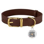 BronzeDog QR ID Tag Leather Collar for Small Pets