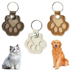 Paw Shaped Leather Keychain for Pet Hair