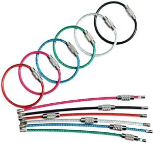 Stainless Steel Keychains with 4-Inch Cable - Pack of 12