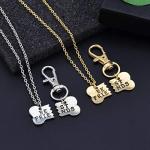 Gold Friendship Necklace and Dog Bone Keychain Set