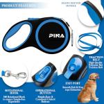 Durable Retractable Dog Leash 7.9m - Black & Blue