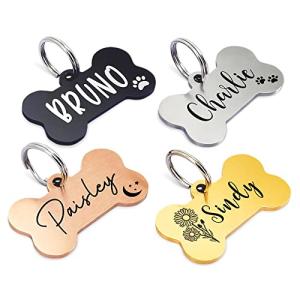 Personalized Gold Bone Dog ID Tags for Pets