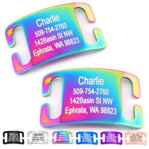 Personalized Slide-On Pet ID Tags - Rainbow