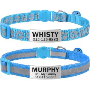 Personalized Reflective Cat Collars with Name Tags