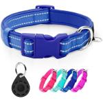 Reflective Royal Blue Dog Collar with Airtag Holder