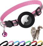 Pink Reflective Breakaway Cat Collar with Airtag