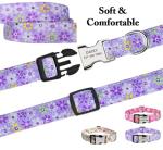 Personalized Floral Dog Collar with Engraved ID