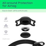 Reflective Dog Collar with Airtag Holder - Black