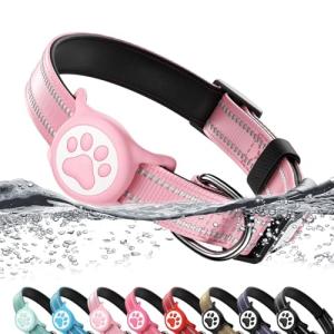 Durable Reflective Dog Collar with AirTag Holder