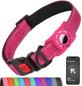Hot Pink Airtag Collar for Small Dogs