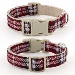 Red Plaid Adjustable Cotton Hemp Dog Collar and Leash Set