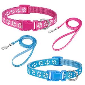 Paw Print Dog Collar and Leash Set - 2 Pack