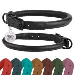 Soft Leather Dog Collar with ID Tag – Black