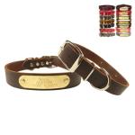 Cumberland Leather Dog Collar with Brass ID Tag