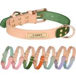 Personalized Leather Dog Collar with Engraved ID Tag