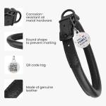 Soft Leather Dog Collar with ID Tag – Black