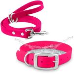 Pink Waterproof Dog Collar and Leash Set
