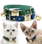 Custom Engraved Velvet Cat Collar with Bow Tie
