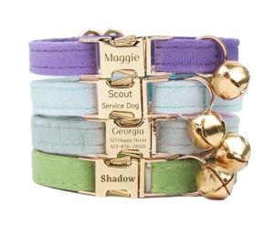Custom Colorful Velvet Cat Collar with Engraved Name