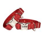 Personalized Red Rhinestone Dog Collar with Leash